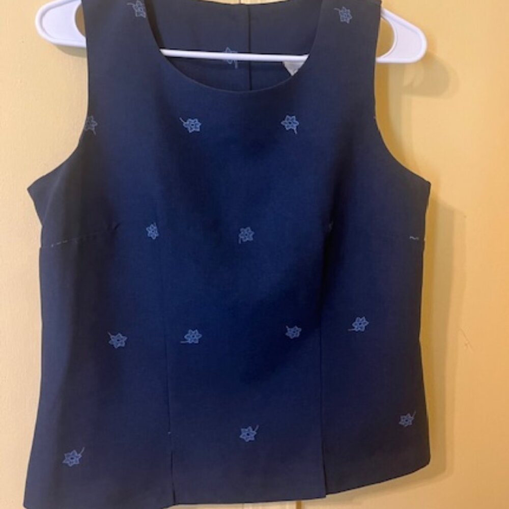 Womens Navy Sleeveless Pantsuit Top and Pants - Picture 5 of 5
